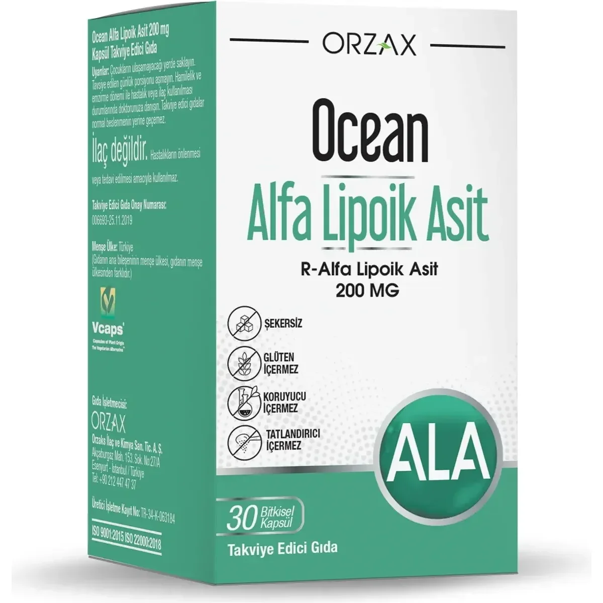 Ocean Alfa Lipoik Asit 200 mg Bitkisel Kapsül