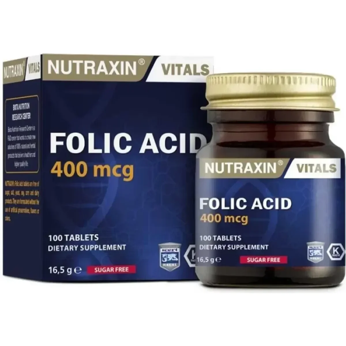 Nutraxin Folic Acid 400 Mcg 100 Tablet - Folik Asit Takviyesi - Nutraxin Vitamin ve Destek
