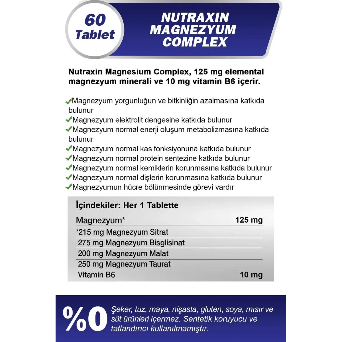 Nutraxin Magnesium Complex 60 Tablet (Magnezyum)